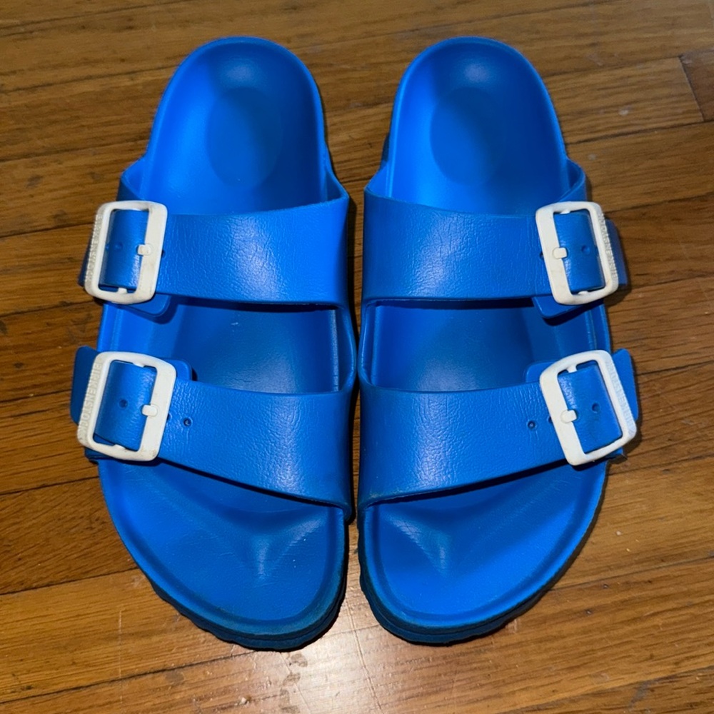 Birkenstock Blue Sandals with White Buckles